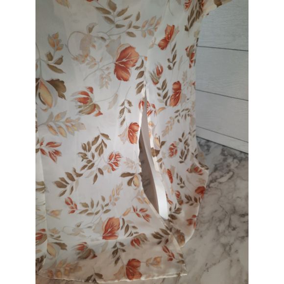 UMGEE Floral Print Sheer Buttoned Front Bell Sleeves Maxi Dress Cardigan Sz S - Picture 7 of 13